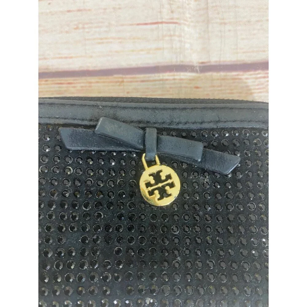 Tory Burch Women's Black Compact Crystal Zip Continental Wallet - OS - Picture 3 of 10